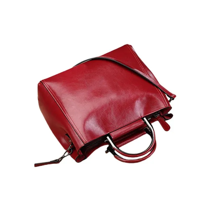 TTaG．baG Oil Wax Cow Leather Shoulder Bag, Crossbody Bag, Handbag Women's Brown/Burgundy/Black/Jasper-5