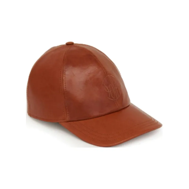 Chloe Cotton, Polyester, Buffalo Leather, Viscose Baseball Caps Women's Brown-1