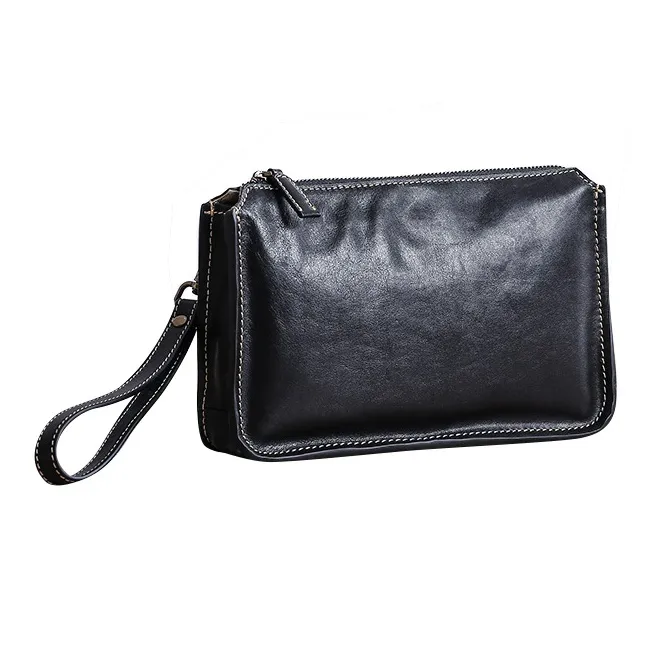 DOSRFINI Genuine Leather Clutch Regular Men's Black-4