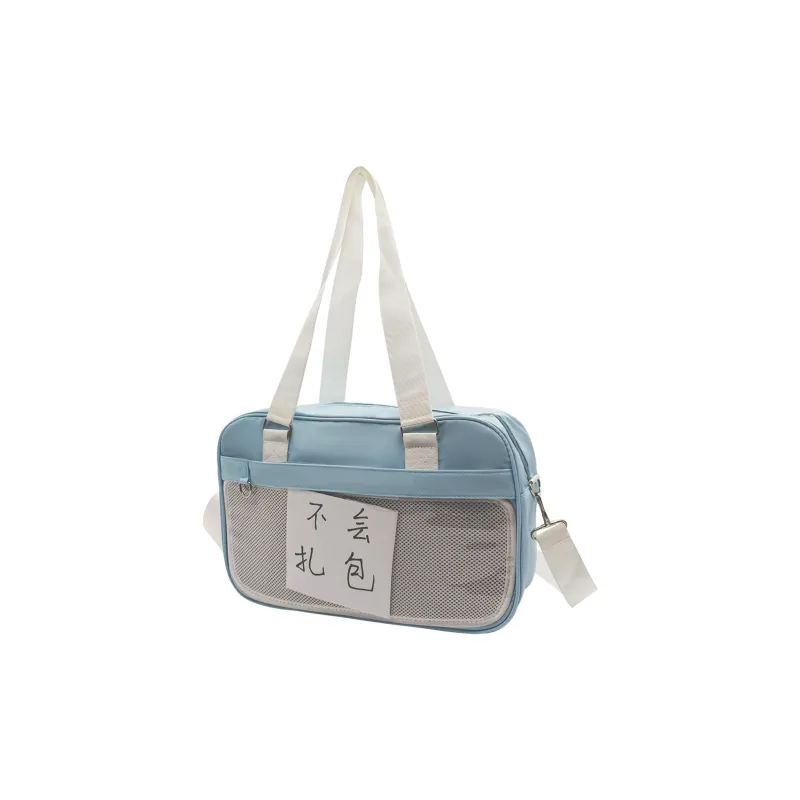UNITE STAR Oxford Ita Bag Shoulder Bag Medium Size Women's Black/White/Blue-11