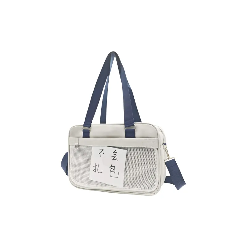 UNITE STAR Oxford Ita Bag Shoulder Bag Medium Size Women's Black/White/Blue-7
