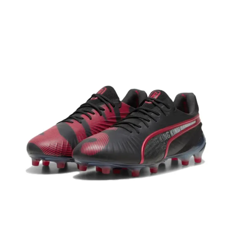 PUMA King Ultimate Anti Slip And Wear Resistant Coverage Soccer Shoes Men's Black Red-2