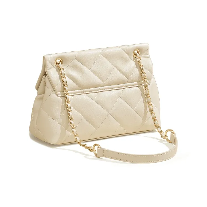 Simvay Clos Cow Leather With Synthetic Leather Shoulder Bag Crossbody Bag Shoulder Bag Small Size Women's Ecru/Black-4