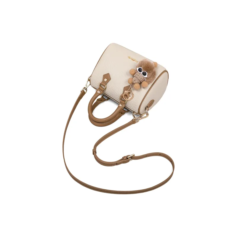 MILLIE'S Cow Leather Handbag, Shoulder Bag, Crossbody Bag Regular Women's Ecru & Apricot-3