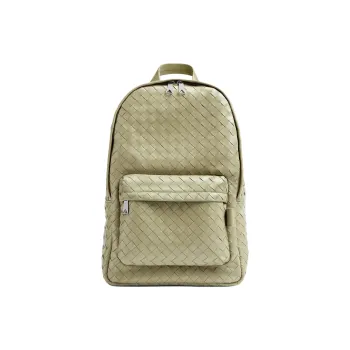 Bottega Veneta Silver Finish Cow Leather Backpack Medium Size Men's Cave Stone Green