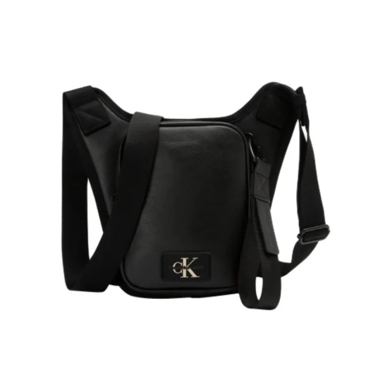 CALVIN KLEIN Synthetic Material Cell Phone Pouch, Crossbody Bag, Shoulder Bag Small Size Men's Space Black-0
