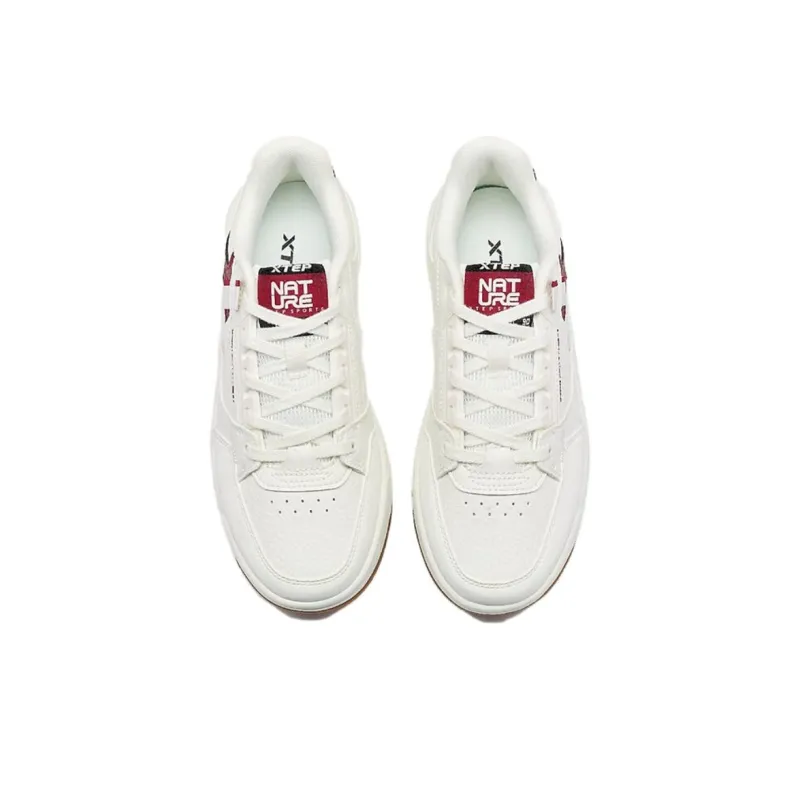 XTEP New Dawn Lightweight Low Top Skateboard Shoes Women's White Red-4
