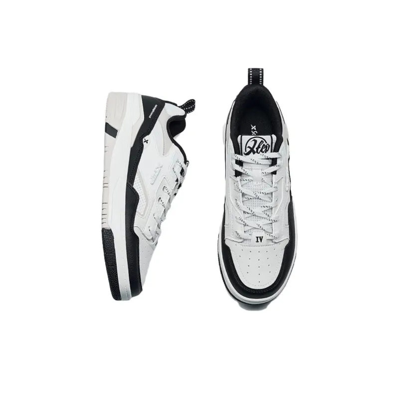 XTEP New Dawn Slip Resistant Low Top Skateboard Shoes Women's Black White-3