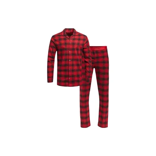 CALVIN KLEIN L/S PANT SET Pajama Set Europe Version Men's Red