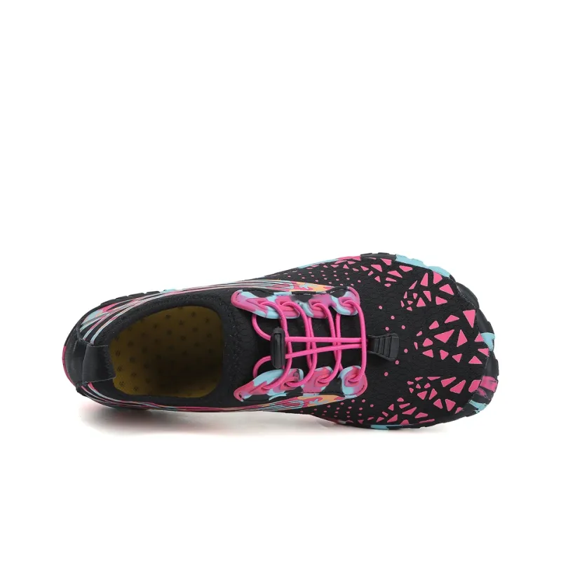 GESENLANG Slip Resistant Breathable Quick Dry River Trekking Shoes Women's Black Rose Red-2