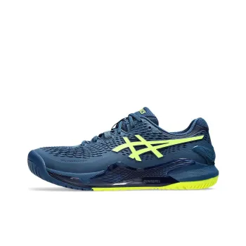 Asics Gel Resolution 9 Anti Slip Wear Resistant Low Top Tennis Shoes Men's Blue Yellow