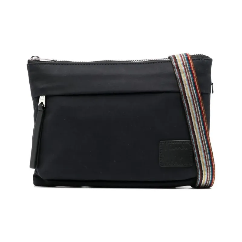 Paul Smith Cotton With Polyamide And Leather Messenger Bag Shoulder Bag Crossbody Bag Unisex Navy-0