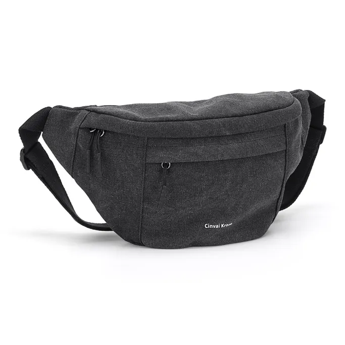 Simvay Clos Fabric Shoulder Bag Crossbody Bag Sling Bags Small Size Unisex Black/Ecru-1