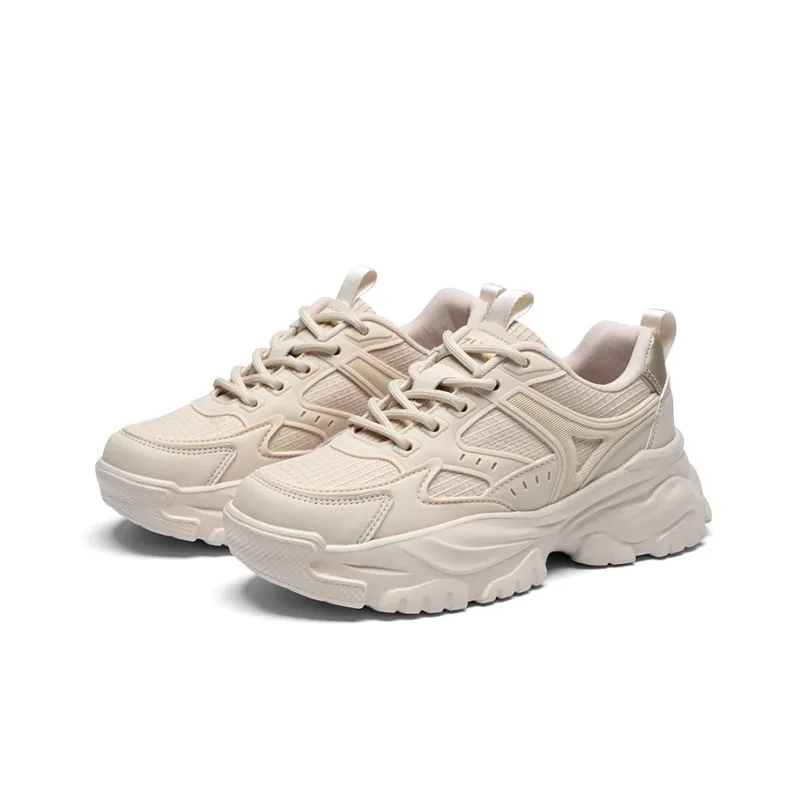 ZHR Chunky Sneakers Women's Low Top Beige, Milk Tea-1
