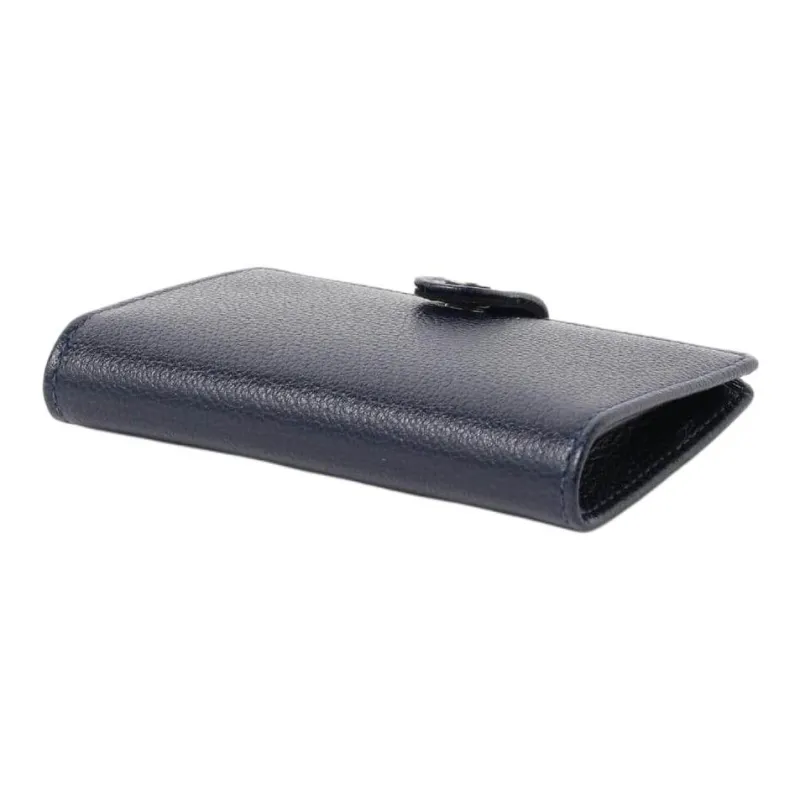 Beams Cow Leather Card Holder Men's Marine Blue/Black-2