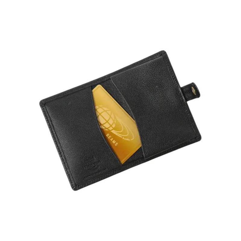 Beams Cow Leather Card Holder Men's Marine Blue/Black-6