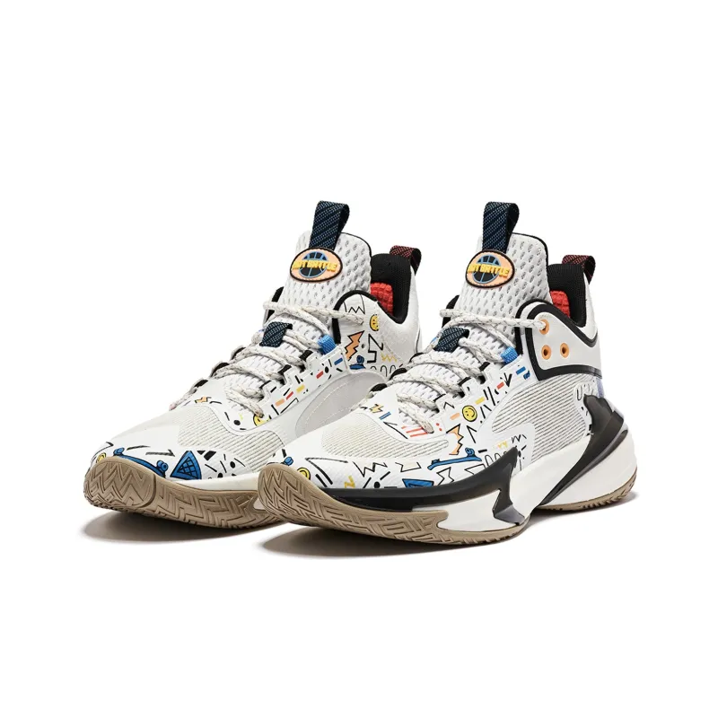 QIAODAN Sharp Edge 6.0 Cushioning Anti Slip And Wear Resistant Rebound Low Top Basketball Shoes Men's White Black-2