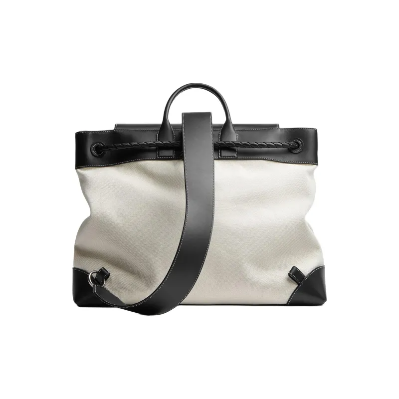 Bottega Veneta Leather With Canvas With Linen With Cotton With Polyurethane Handbag Tubas Men's Black-2
