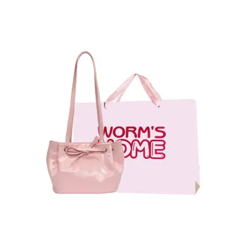 Worm's Home PU Tote Bag, Shopping Bag, Handbag, Shoulder Bag Regular Women's White/Red/Black/Pink/Blue