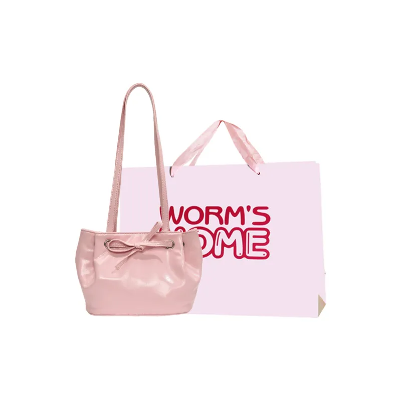 Worm's Home PU Tote Bag, Shopping Bag, Handbag, Shoulder Bag Regular Women's White/Red/Black/Pink/Blue-15