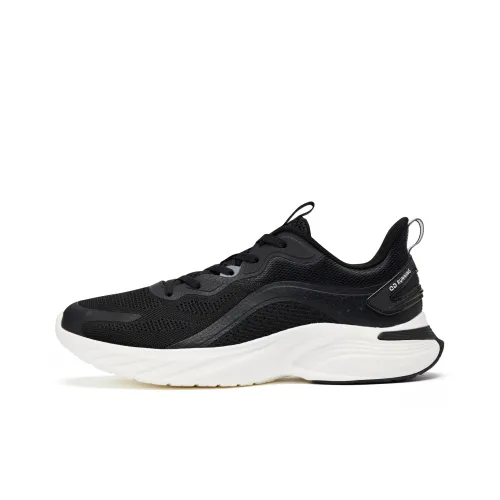 QIAODAN Durable Cushioning Low Top Running Shoes Men's Black White