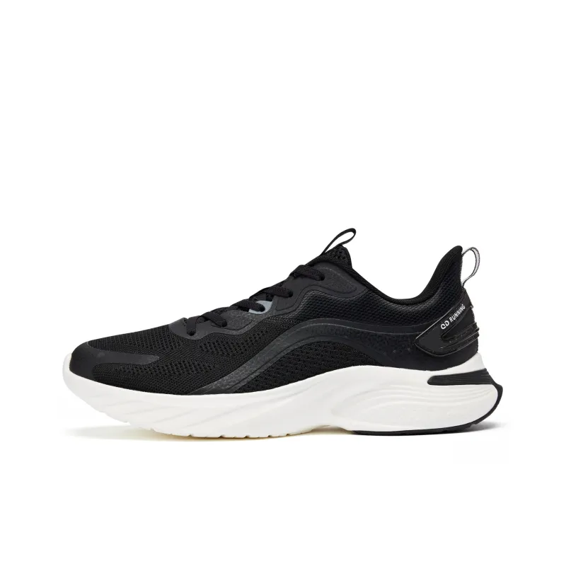 QIAODAN Durable Cushioning Low Top Running Shoes Men's Black White-0