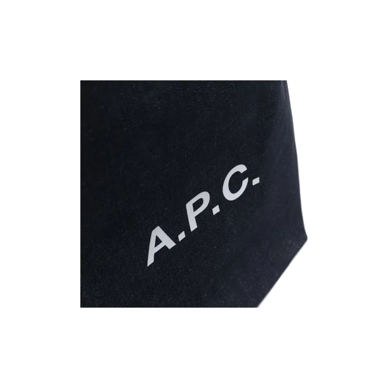 A.P.C Ninon Logo Printed Denim Small Tote Bag-2