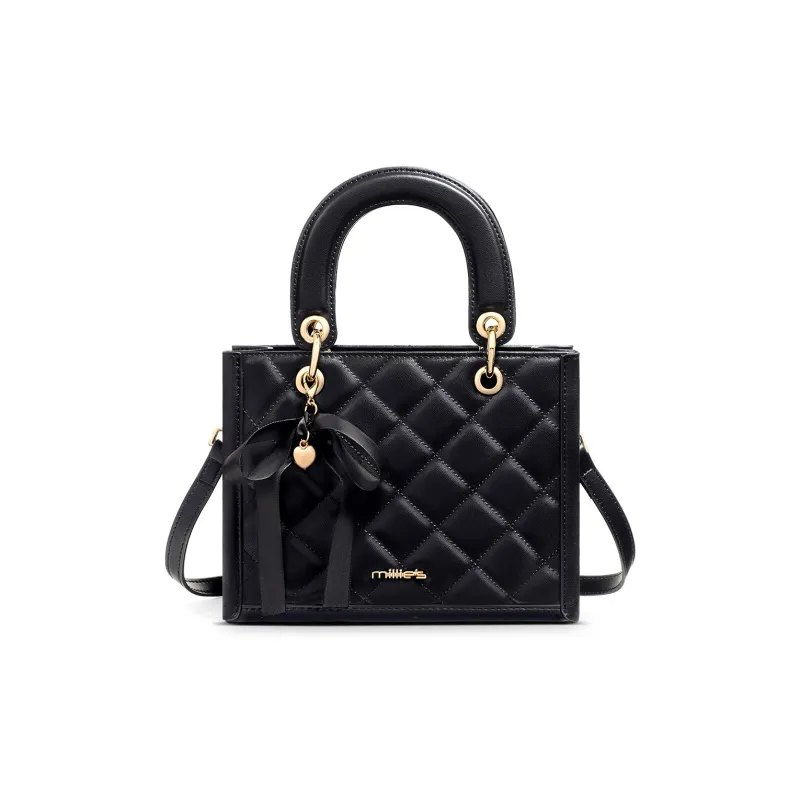 MILLIE'S Cow Leather With Synthetic Leather Handbag Regular Women's Athenian Black-3