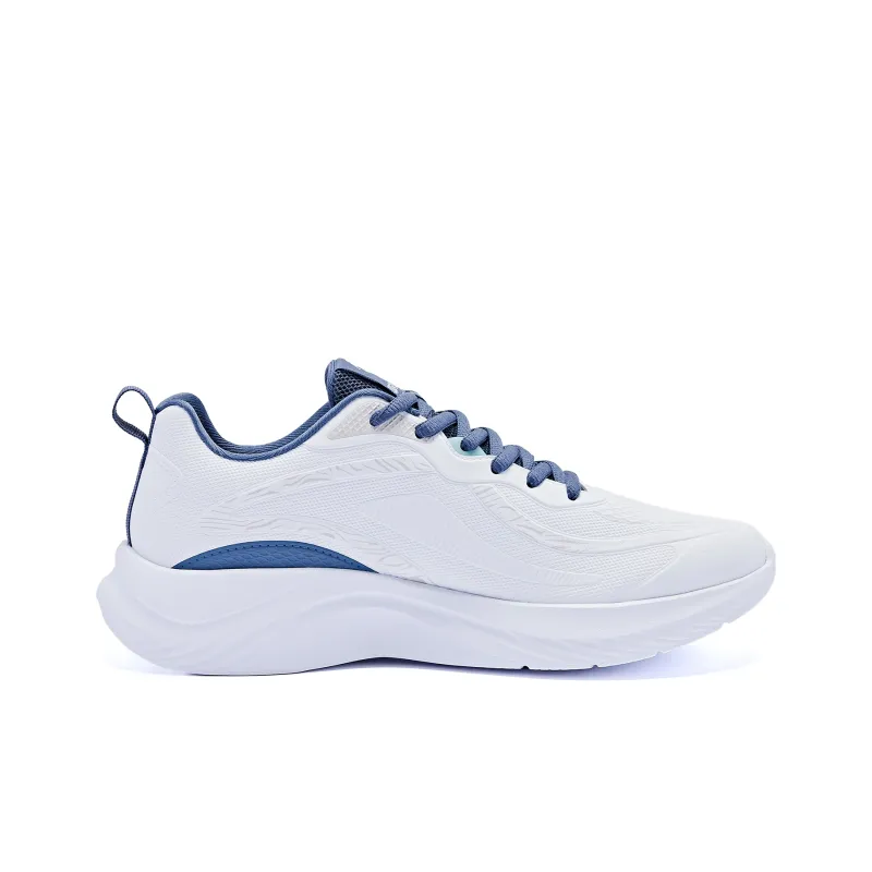 QIAODAN Cushioned Wear-Resistant Water-Resistant Low-Top Running Shoes Men's White Blue-1