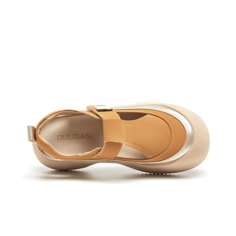 OULISASI Beach Sandals Women's Gold/Silver/Yellow-12
