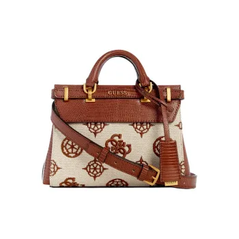 GUESS Canvas With Faux Leather Handbag Shoulder Bag Crossbody Bag Mini Women's Brown