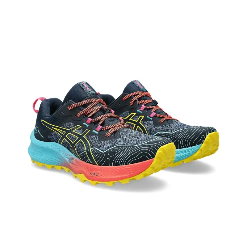 Asics Gel Trabuco 11 Abrasion Resistant Breathable Low Top Trail Running Shoes Women's Black Yellow-2