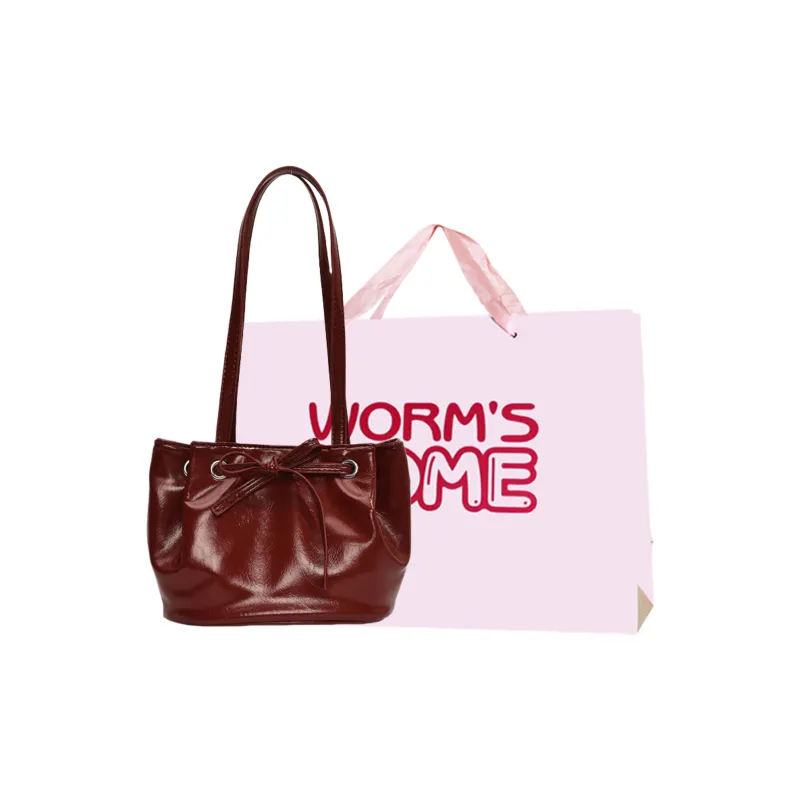 Worm's Home PU Tote Bag, Shopping Bag, Handbag, Shoulder Bag Regular Women's White/Red/Black/Pink/Blue-8