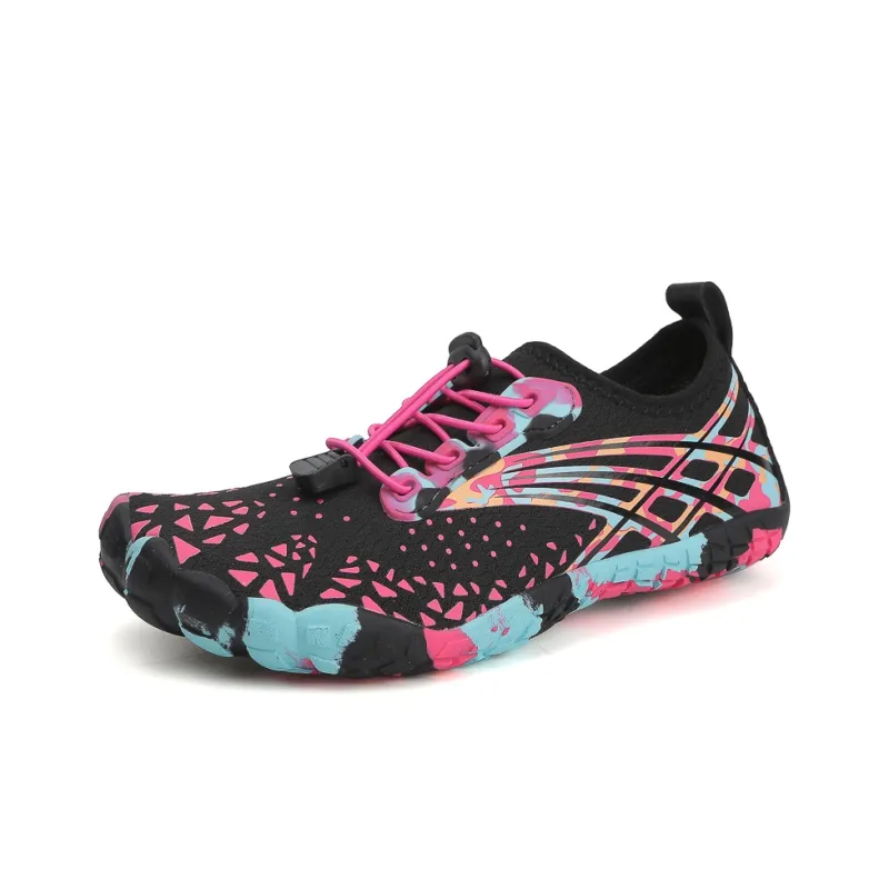 GESENLANG Slip Resistant Breathable Quick Dry River Trekking Shoes Women's Black Rose Red-1