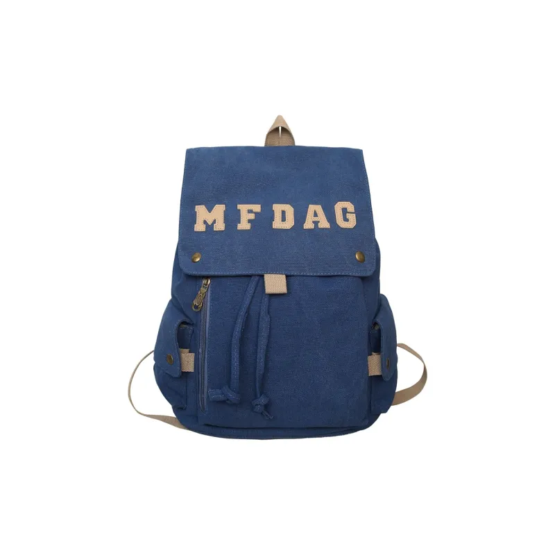 Deli Bear Canvas Backpack Regular Unisex Black/Ecru/Blue/Brown/Watermelon Red-19