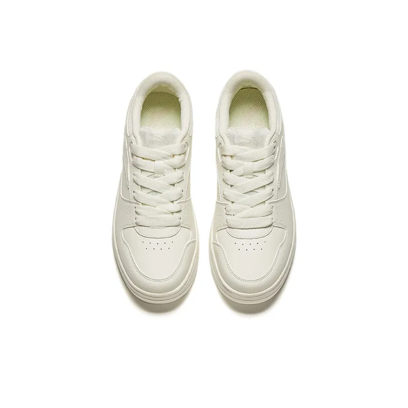 Anta Lightweight White Sneakers Height Increasing Lightweight Low Top Skateboard Shoes Women's Ivory White-2