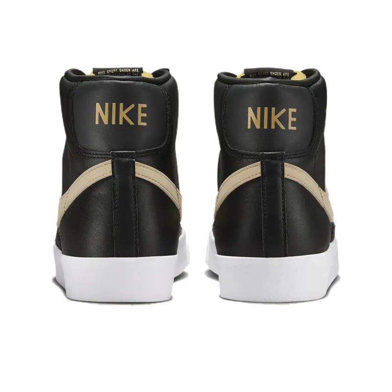 Nike Blazer Mid Anti Slip Wear Resistant High Top Skateboard Shoes Men's Black Gold-3