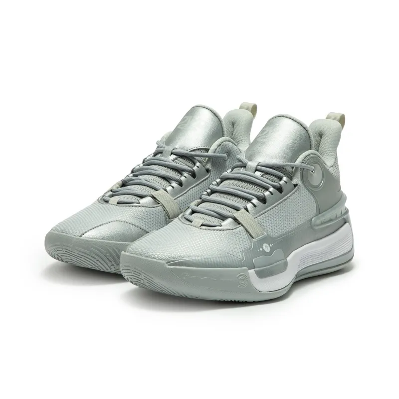361° Cushioning Wear Resistant Low Top Basketball Shoes Men's Silver White-3