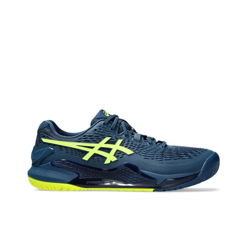Asics Gel Resolution 9 Anti Slip Wear Resistant Low Top Tennis Shoes Men's Blue Yellow-1