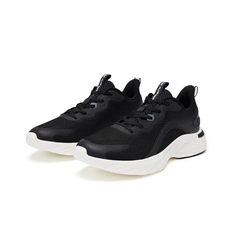 QIAODAN Durable Cushioning Low Top Running Shoes Men's Black White-2