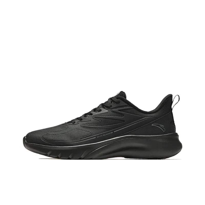 Anta Cushioned Slip Resistant Low Top Casual Running Shoes Men's Black-0