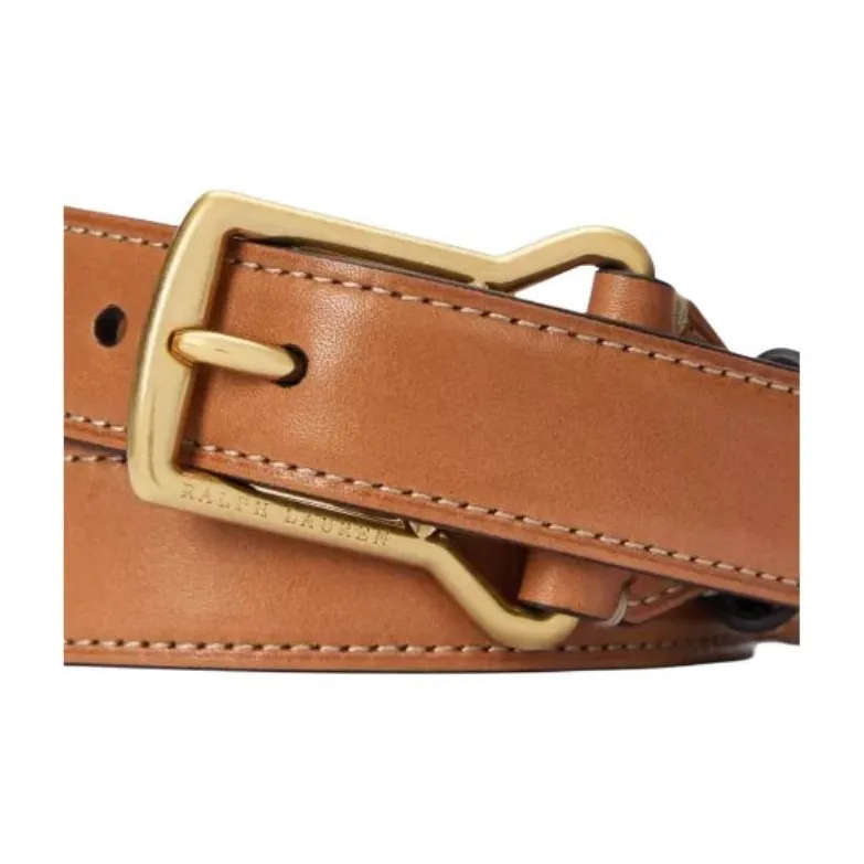 Ralph Lauren Purple Label Letter Carving Design Leather Belts Unisex Brown Width: 2.5CM-1