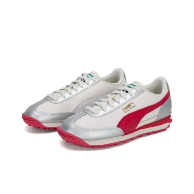 PUMA Easy Rider Slip Resistant Low Top Casual Running Shoes Unisex Silver White Red-2