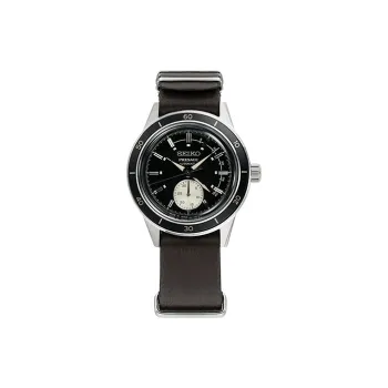SEIKO Presage Series Mechanical Movement Genuine Leather Strap Watch Men's Watches Black Dial