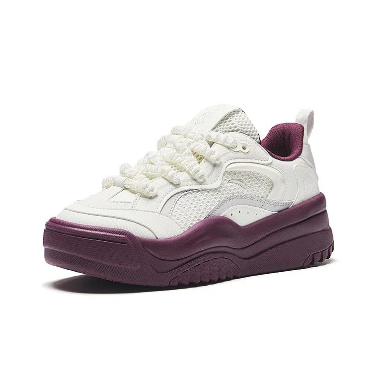 Anta Lightweight Height Increasing Low Top Skateboard Shoes Women's Light Silver Gray-1