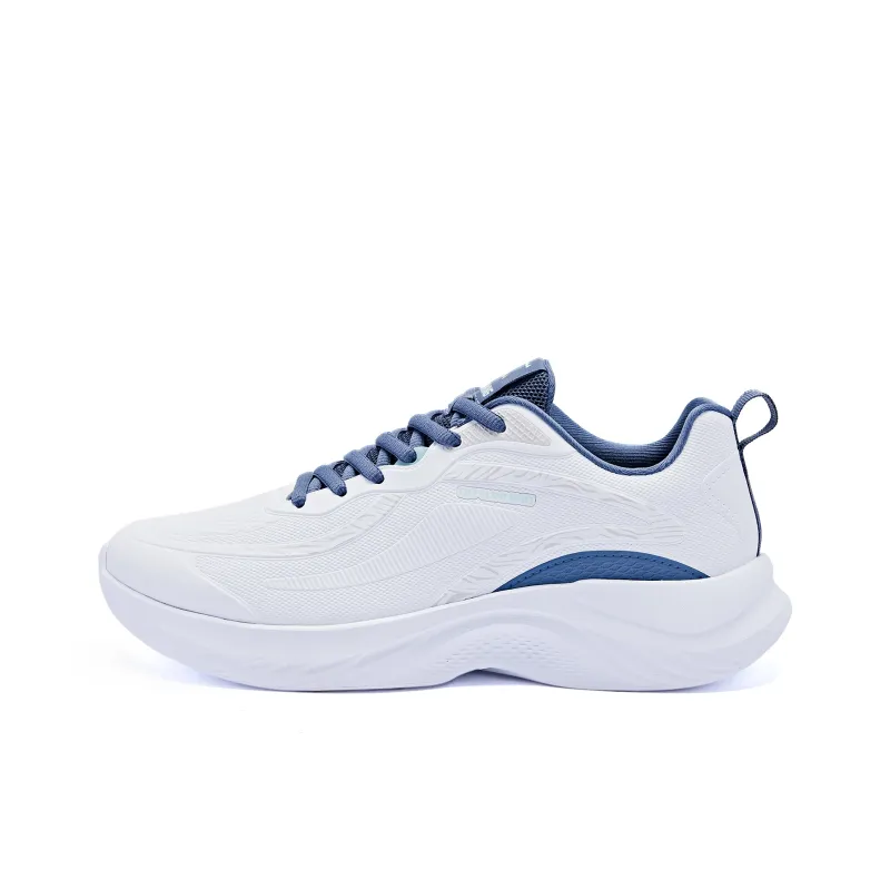 QIAODAN Cushioned Wear-Resistant Water-Resistant Low-Top Running Shoes Men's White Blue-0