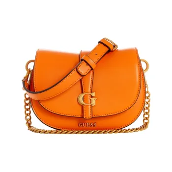 GUESS Smooth Faux Leather Portable Crossbody Bag, Shoulder Bag Mini Women's Orange
