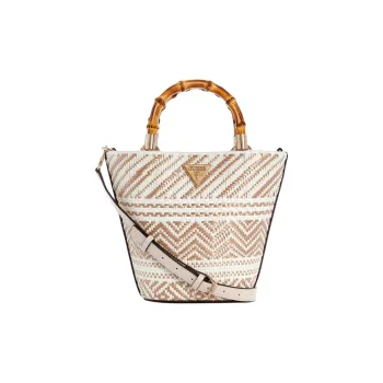 GUESS Straw With Artificial Leather Trim Bucket Bags Shoulder Bag Crossbody Bag Handbag Mini Women's Neutral Color