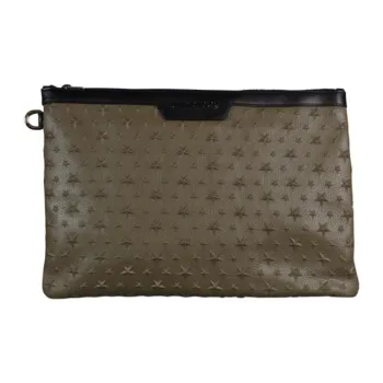 Jimmy Choo Grained Leather Clutch Men's Brown