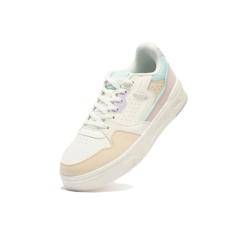 361° Slip Resistant Cushioning Wear Resistant Low Top Skateboard Shoes Women's White Pink-4